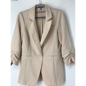 Womens Charlotte Russe Size M Scrunch Sleeve Blazer Bbeige Washable5106 Career